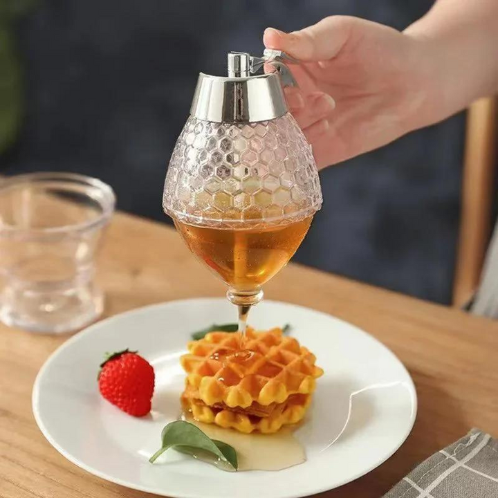 Skanto | Dryppfri honningdispenser med honningkake-design – 200 ml plast