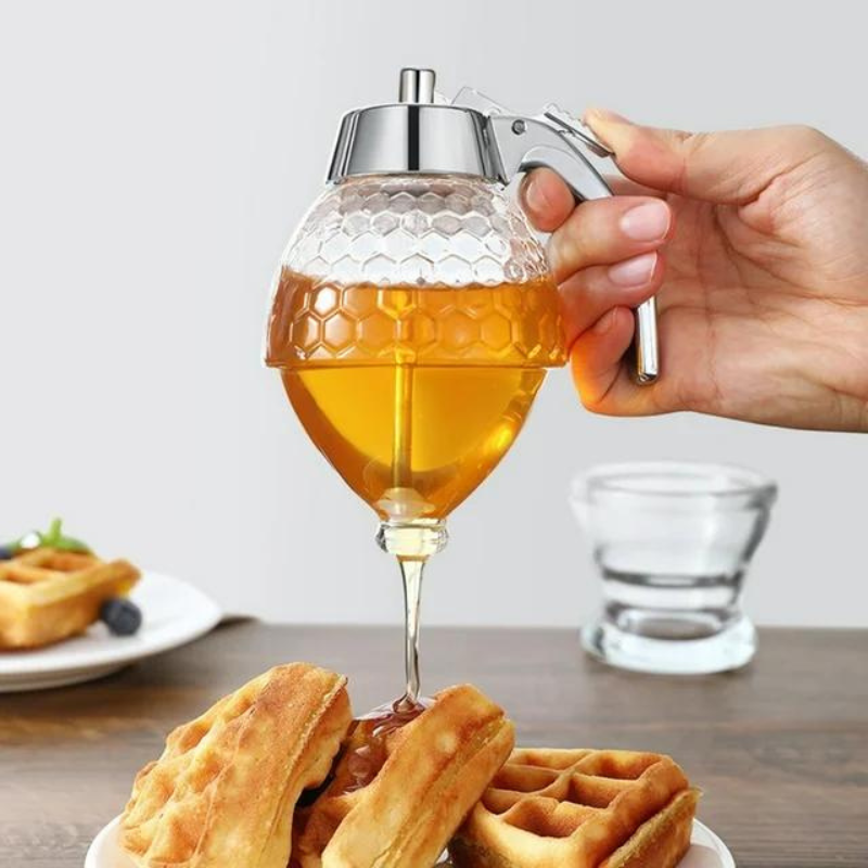 Skanto | Dryppfri honningdispenser med honningkake-design – 200 ml plast