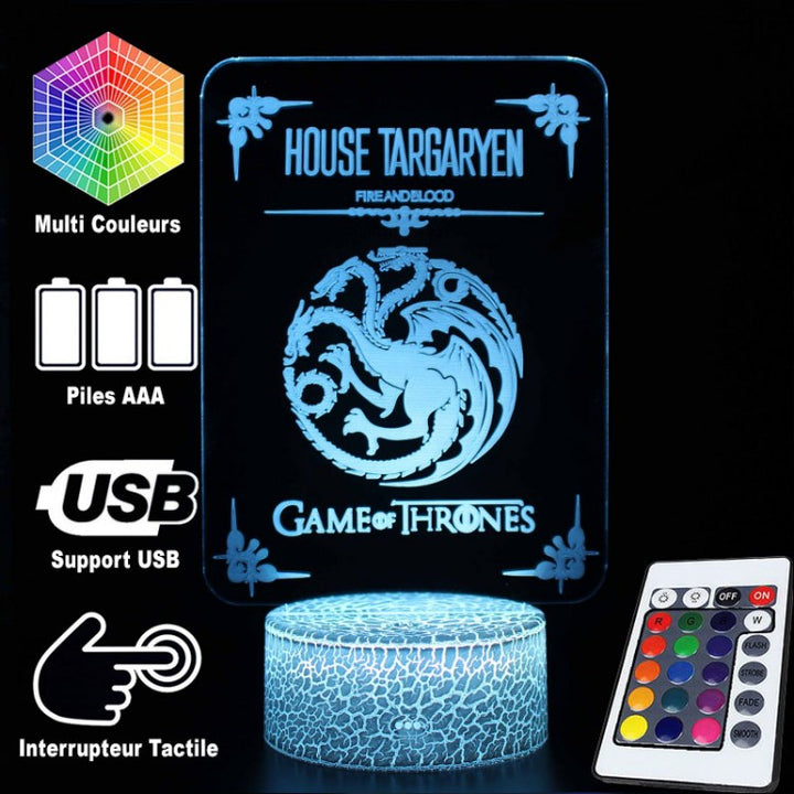 Skanto | 3D Lampe Game Of Thrones Hus Targaryen