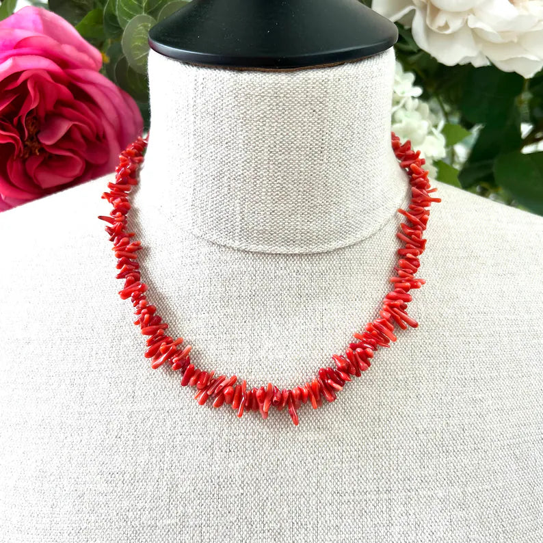 Vibrant Red Coral Necklace | Perfect Eye-Catcher for Your Style Skanto