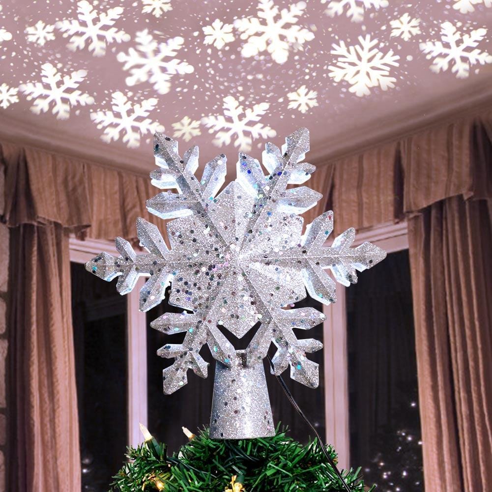 Skanto | LED Snøflake Juletreetopp | Magisk Lys og Roterende Effekt | PVC
