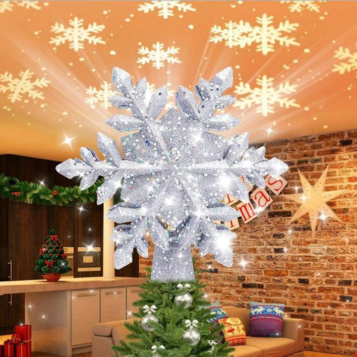 Skanto | LED Snøflake Juletreetopp | Magisk Lys og Roterende Effekt | PVC