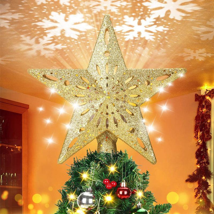 Skanto | LED Snøflake Juletreetopp | Magisk Lys og Roterende Effekt | PVC
