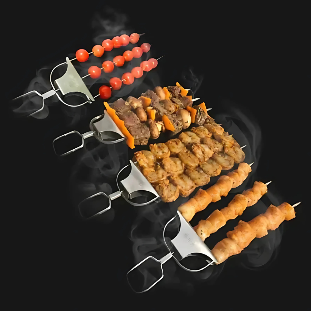 Skanto | Rustfritt Stål BBQ Spyd Triple Grill Verktøy