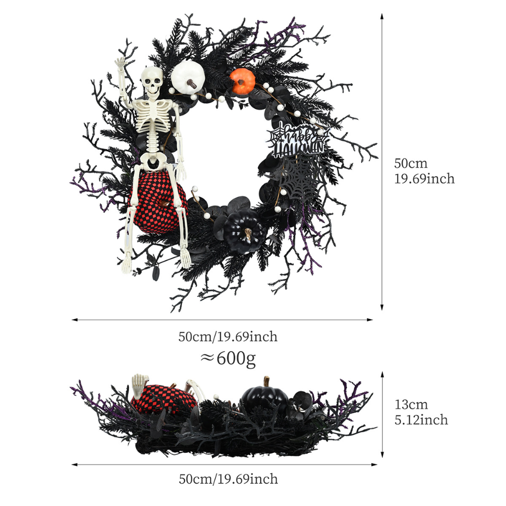Skanto | Halloween Gothic Floral Spiderweb Krans | Spooky Dørdekor
