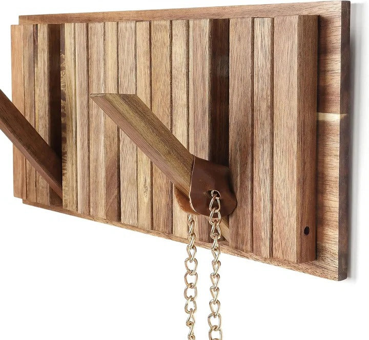 Skanto | Rustikk Veggmontert Klesstativ med 8 Krokene