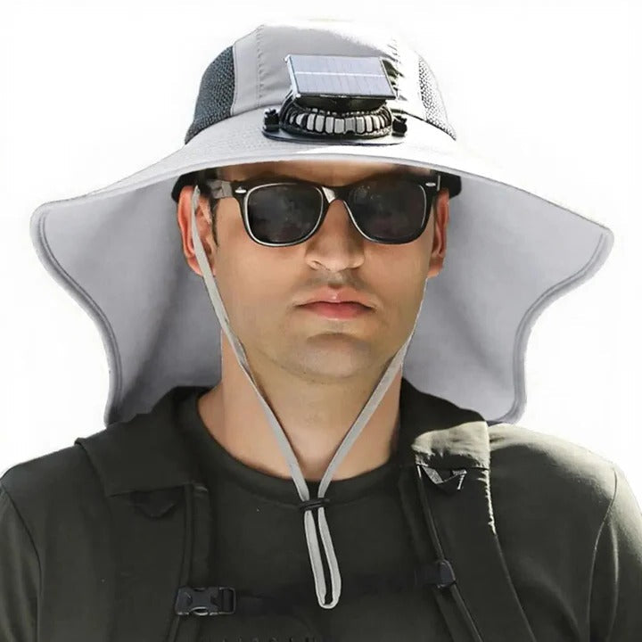 Skanto | Solar Fan Hat med Bred Skjerm UV Beskyttelse