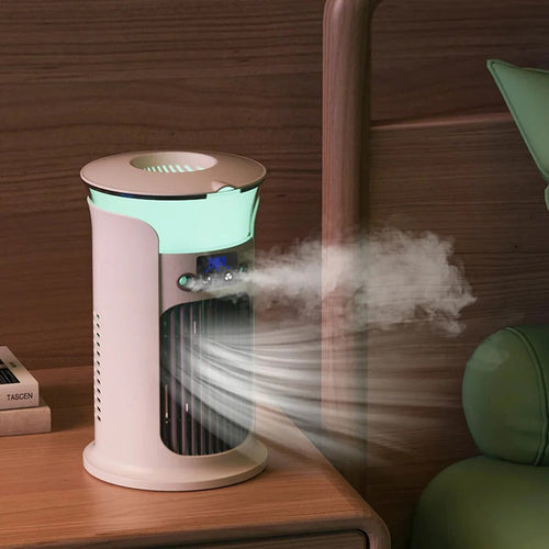 Skanto | Mini bærbar klimaanlegg med LED-lampe og luftfukter