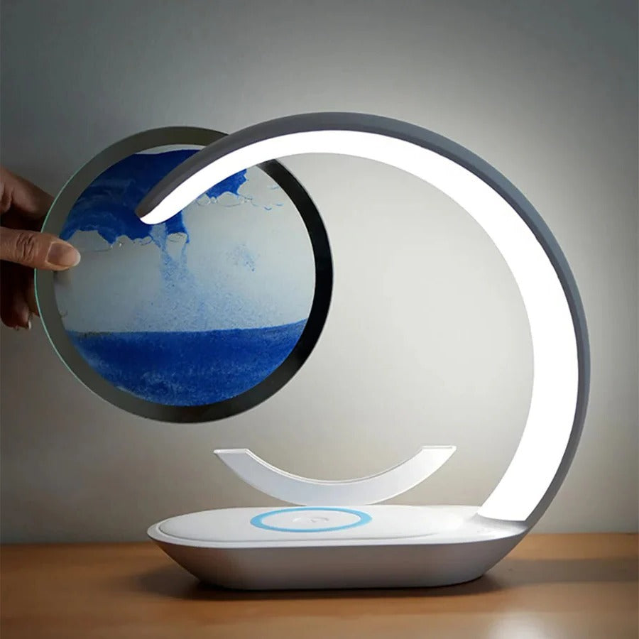 Skanto | 3D Sand Art Bordlampe med Trådløs Lader