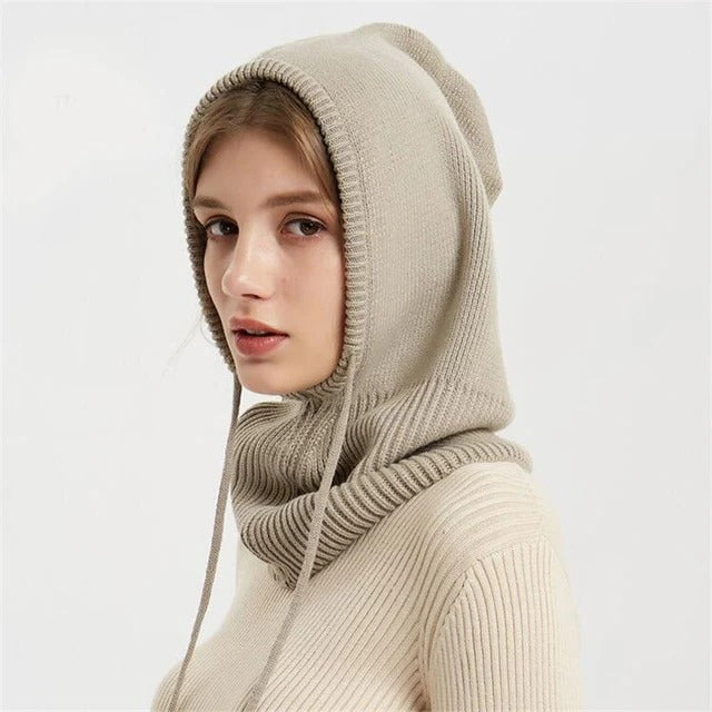 Skanto | Cashmere Strikkevinterlue med Hette – Varm & Elegant