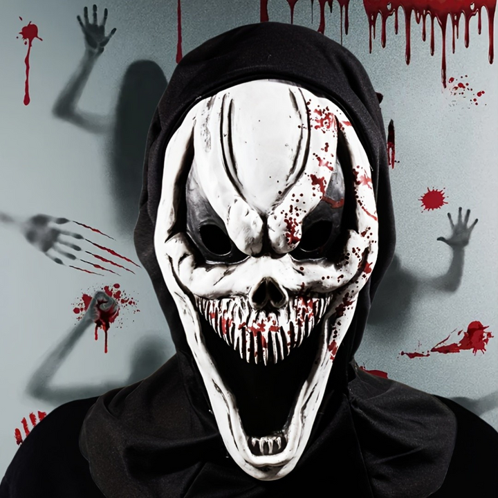 Skanto | Voksen Full Face Halloween Skummel Maske | Hodeskalle Design Hette