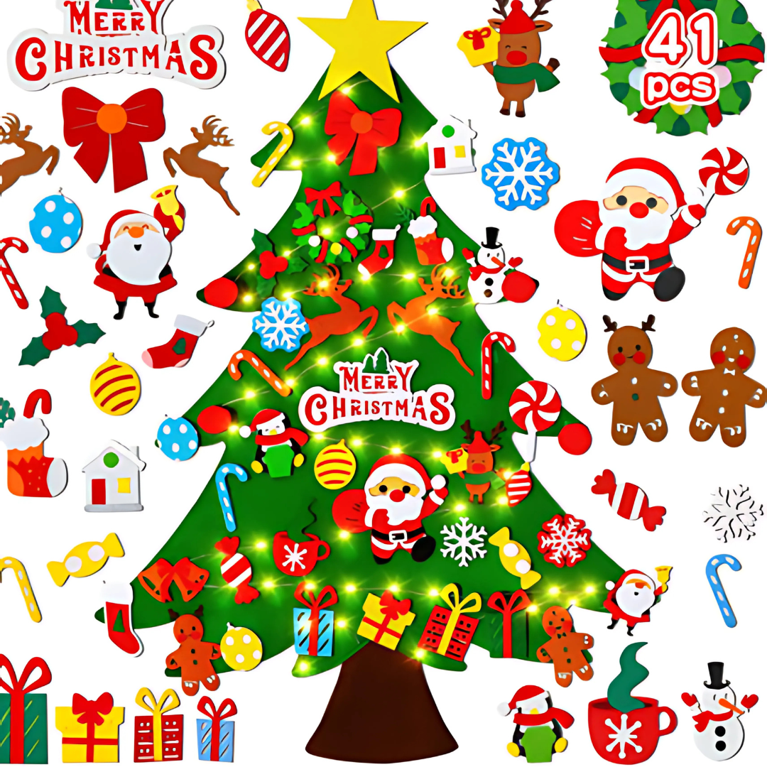 Norvo | Filt Juletrær med Ornamenter for Barn