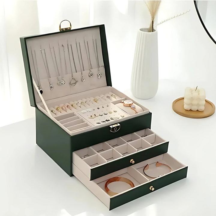 Skanto | Lær Multi-Layer Smykkeskrin Organizer