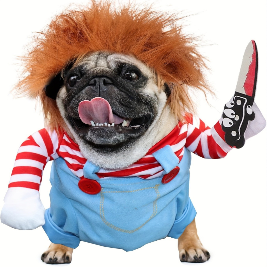 Skanto | Hund Halloween kostyme Plysj Morsomt antrekk | Skummel dukke design