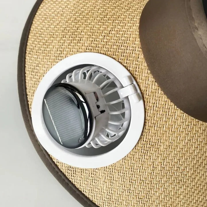Bred brim solhatt med solcelledrevet vifte | Skanto