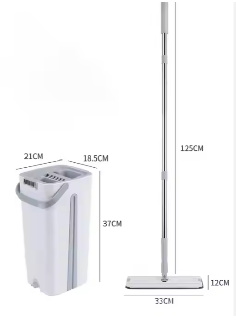 Flat Bottom Mop and Bucket Set med Aluminiumhåndtak Skanto