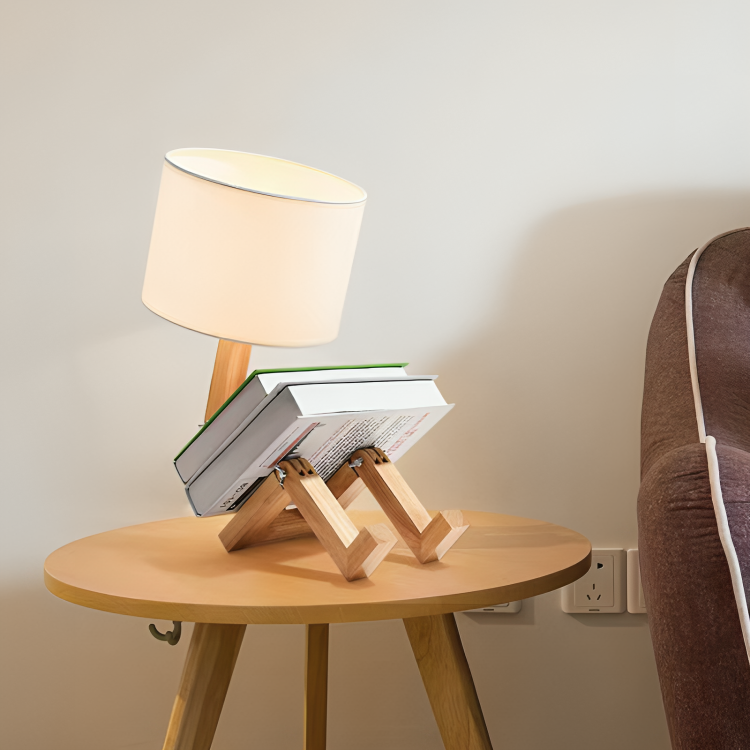 NordicLight – Skandinavisk Bordlampe med Integrert Bokhylle | Skanto