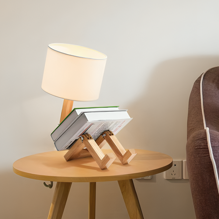 NordicLight – Skandinavisk Bordlampe med Integrert Bokhylle | Skanto