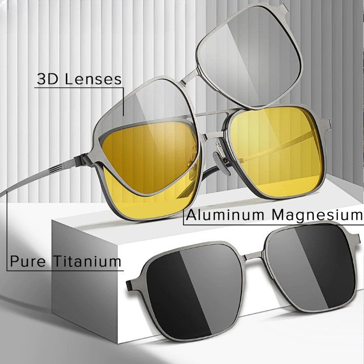 Skanto | Ren titanium magnetiske clip-on briller