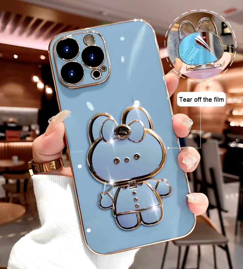 Skanto | 3D Kanin Koreansk Stil Speil iPhone Etui