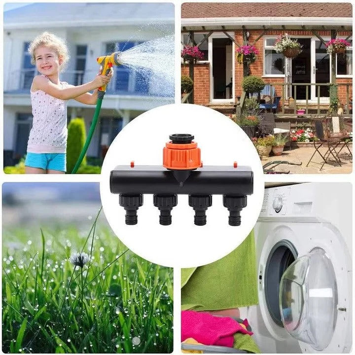 Skanto | 4-Way Metal Garden Hose Splitter med justerbare strømningsventiler