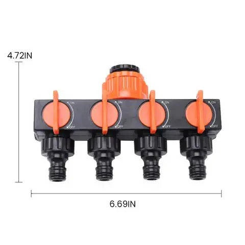 Skanto | 4-Way Metal Garden Hose Splitter med justerbare strømningsventiler