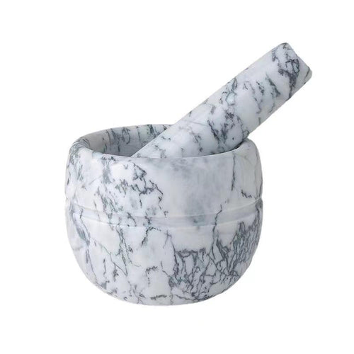 Skanto | Marmor Morter og Støter;  
Størrelse: 13*13*9cm;  
Støter: R5*15cm;