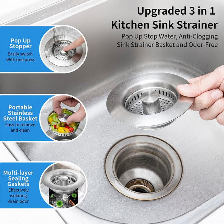 Dreneringsfilter i rustfritt stål med pop-up mekanisme | Skanto