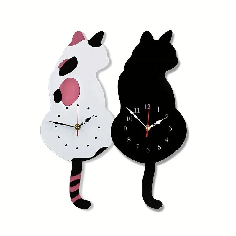 Skanto | Time-Tail Svart Katt Klokke