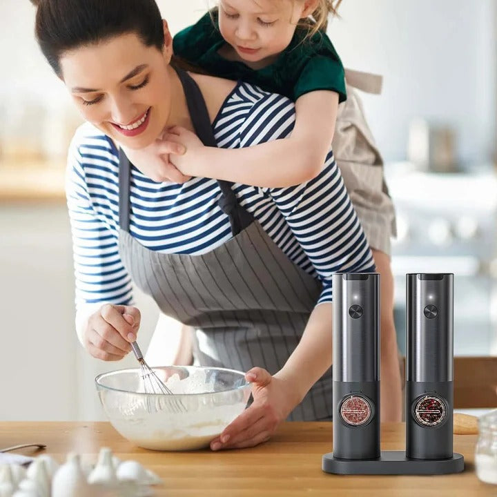 Skanto | Elegant Electric Salt- og Pepperkvern med Oppladbart Batteri