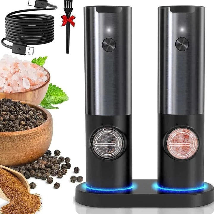 Skanto | Elegant Electric Salt- og Pepperkvern med Oppladbart Batteri