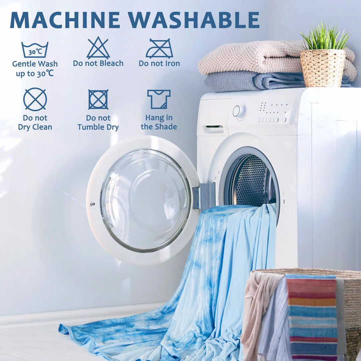 Tie Dye Kjøleteppe – Q-Max 0.5+ Dobbeltlag Dobbelsidig Kald Berøring Teppe for Komfortable Sommernetter – Blå | Skanto