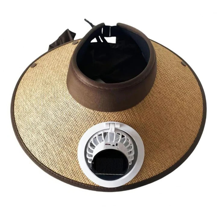 Bred brim solhatt med solcelledrevet vifte | Skanto