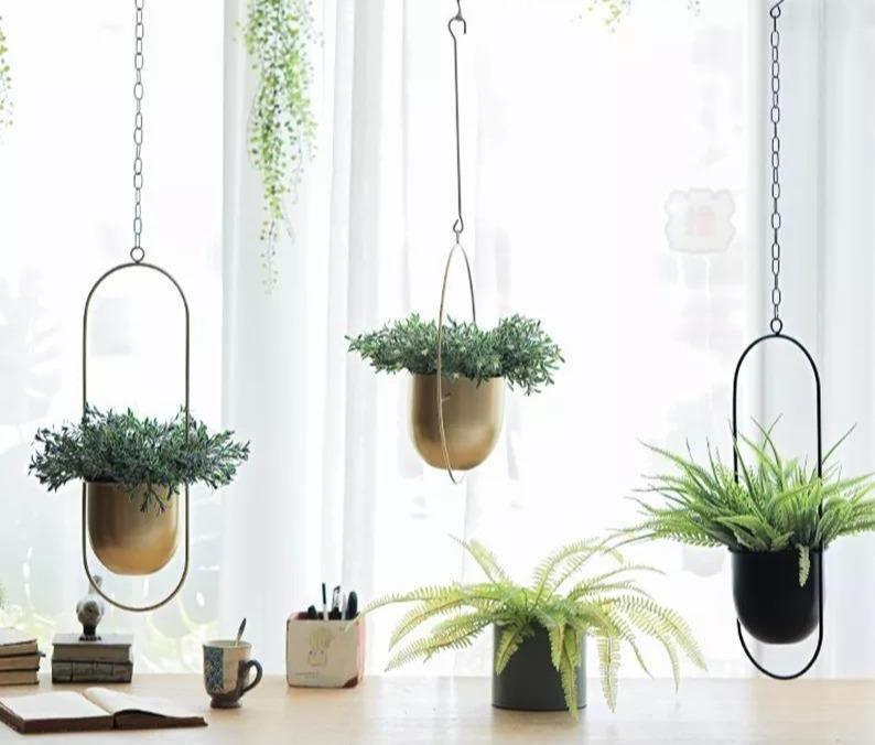 HaloRing Hengende Planteholder – Metall Hengende Blomsterkrukke for Innendørs og Utendørs | Skanto