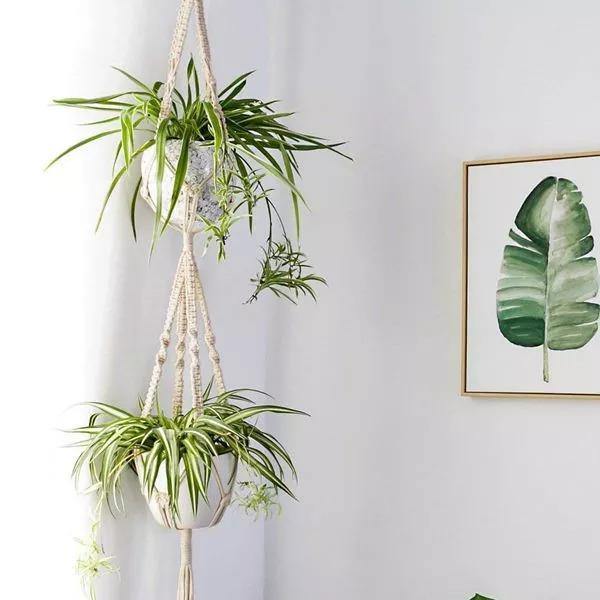 Norvo | 4-delt håndlaget Boho makramee planteholder sett
