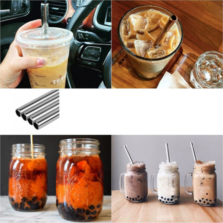 Skanto | Ekstra brede metall sugerør for Bubble Tea