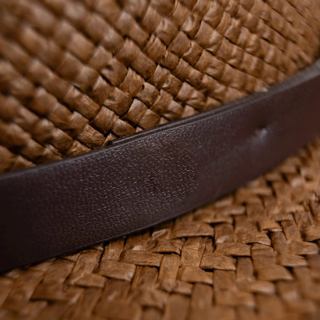 Moderne Minimalistisk Strå Fedora Hatt – Kaffe | Skanto