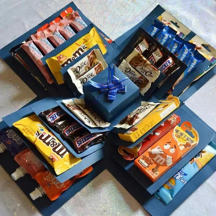 Luxuriöse Überraschungs-Geschenkbox mit Süßigkeiten und Schokolade – Originalelles Geschenk