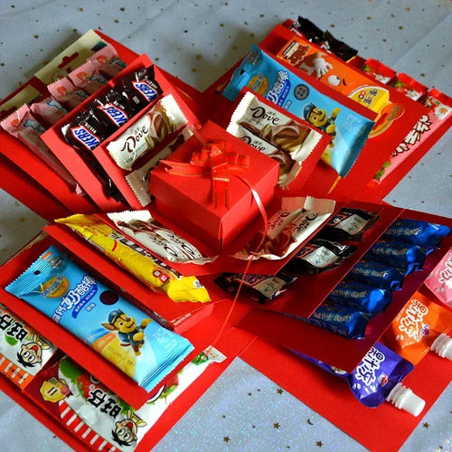 Luxuriöse Überraschungs-Geschenkbox mit Süßigkeiten und Schokolade – Originalelles Geschenk