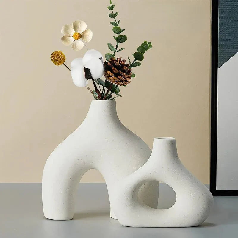 Uregelmessig Minimalistisk Keramikkvase Sett for Modern Dekor | Skanto