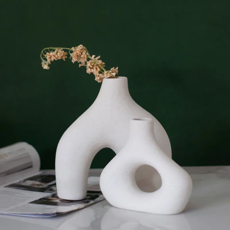 Uregelmessig Minimalistisk Keramikkvase Sett for Modern Dekor | Skanto
