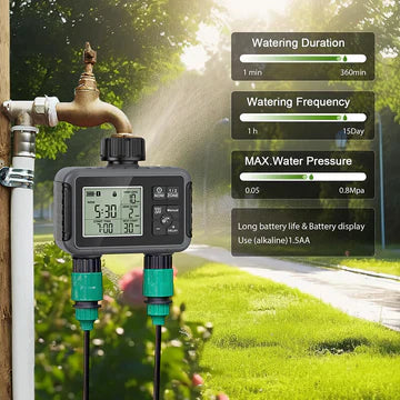 Skanto | Dual-Zone Sprinkler Vann Timer med Smart Planlegging & LCD Skjerm