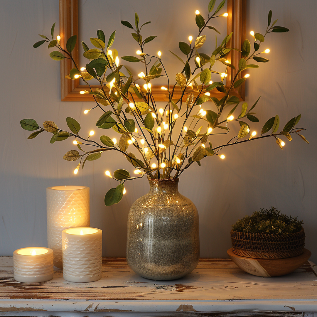 Skanto | LumiVista Magisk Olivengren Lyskede – 70cm Elegant LED Dekorasjon