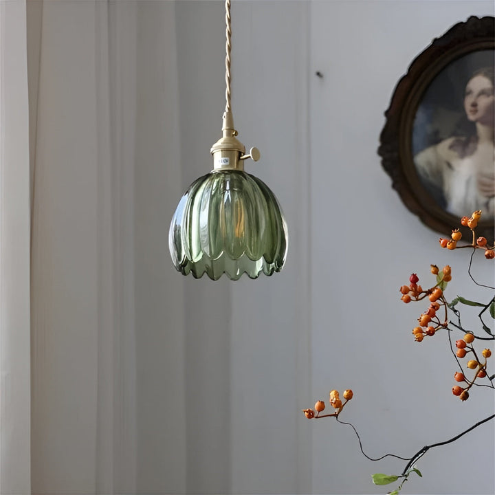 Pendellampe med blomsterglass, japansk design for koselige rom