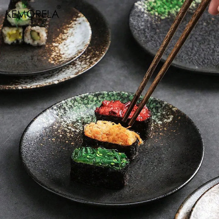 Japansk Stil Keramikk Sirkulær Middagsfat Dessertfat Tallerken | Skanto