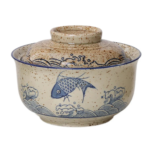Japanese Style Ramen Bowl with Lid Ceramic Noodle Bowl Dinnerware | Skanto