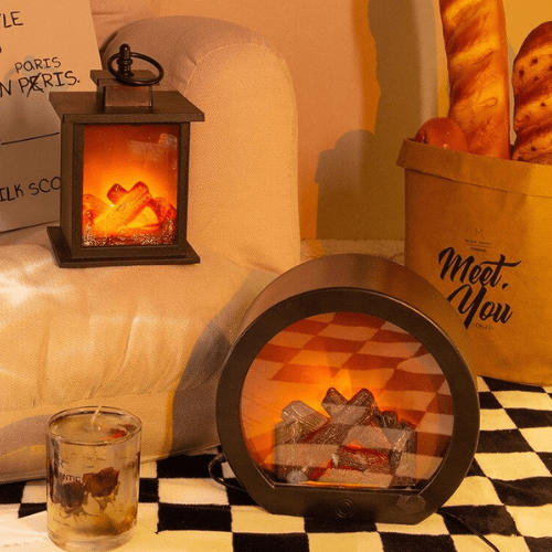 Skanto | Rustic LED fireplace lamp