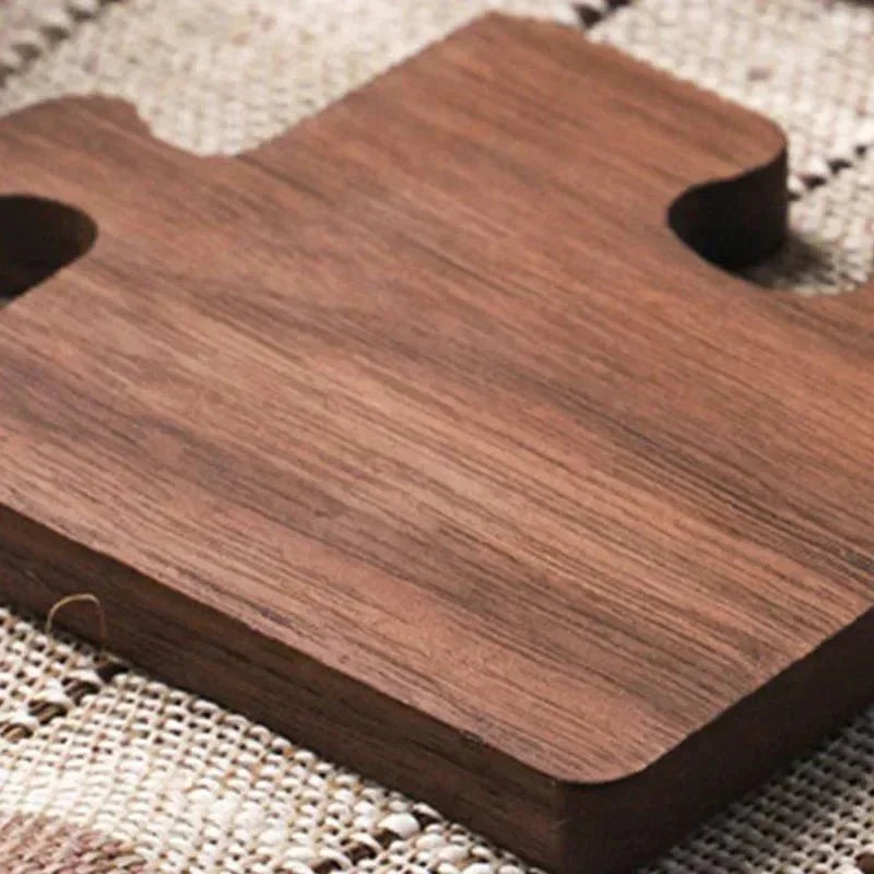Jigsaw Form Valnøtt Tre Underlag Sett - Rustikk Sjarm Design | Skanto