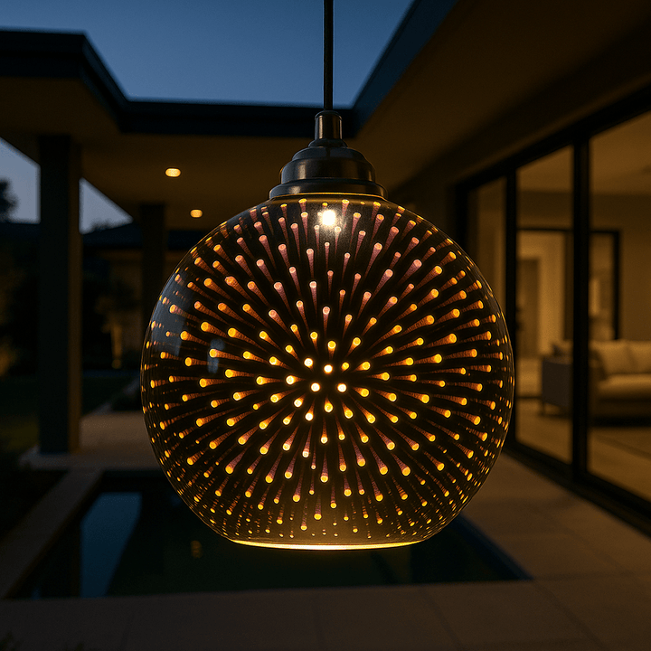 Skanto | SPARKDOME – 3D Glass Dome Pendelampe med Fargerik Belysning