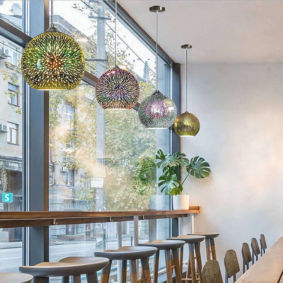 Skanto | SPARKDOME – 3D Glass Dome Pendelampe med Fargerik Belysning